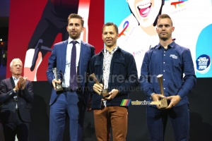 Le podium de la Coupe de France FDJ 2022 : Julien Simon (TotalEnergies), Amaury Capiot (Arkéa-Samsic) & Marc Sarreau (AG2R Citroën Team) (509x)